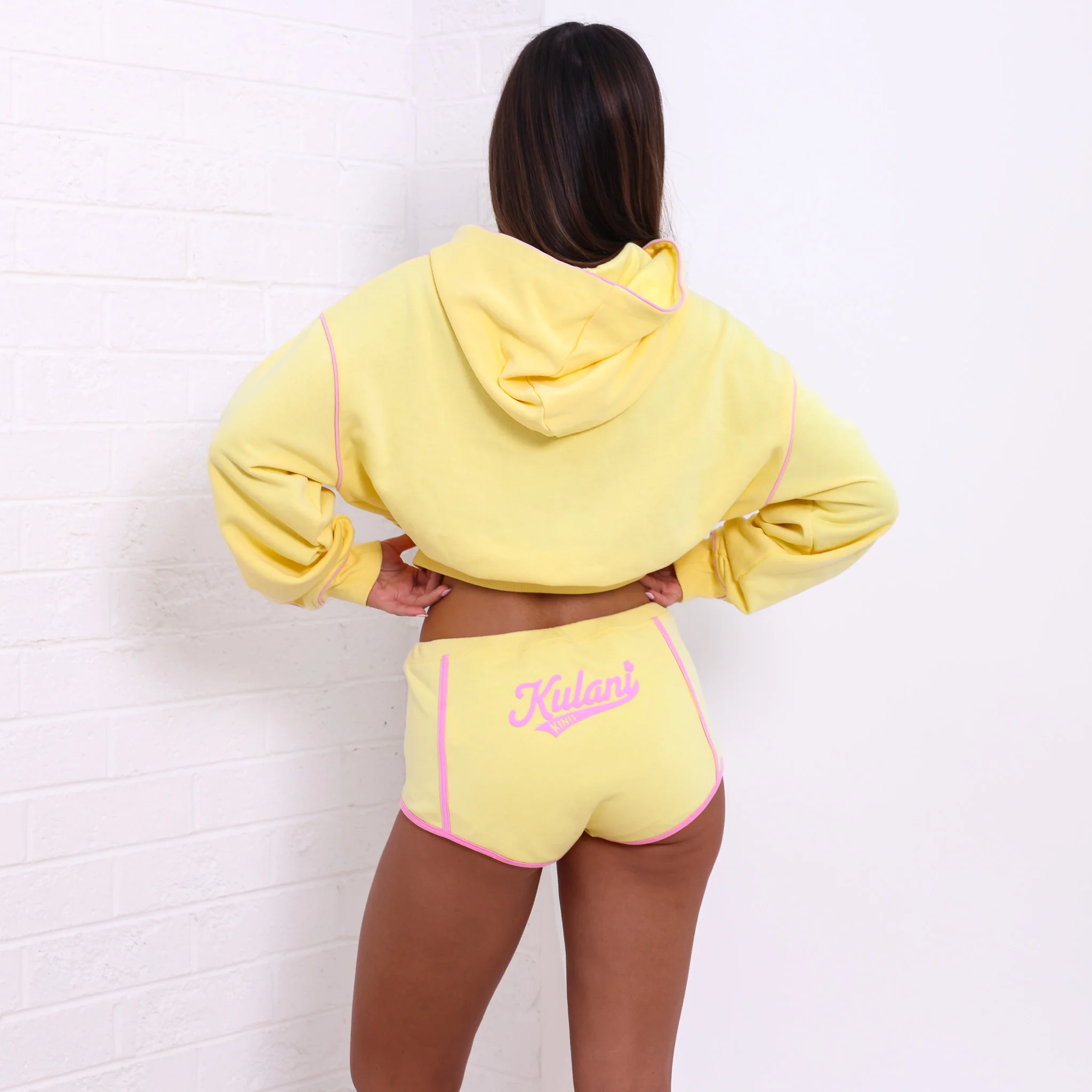 Puff Paint Cropped Hoodie - Custard Cloud - Image 7